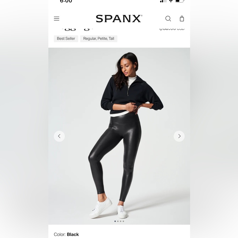 Spanx Black Faux Leather Leggings